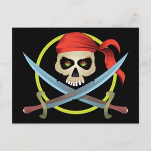 3D Skull and Crossbones Postcard