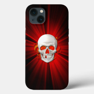 3D Skull in Glowing Fire iPhone 13 Case