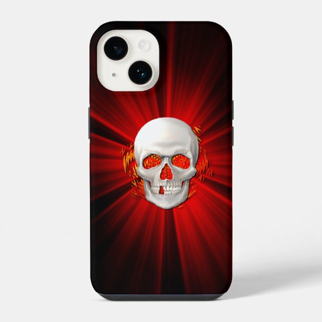 3D Skull in Glowing Fire iPhone Case (Back)