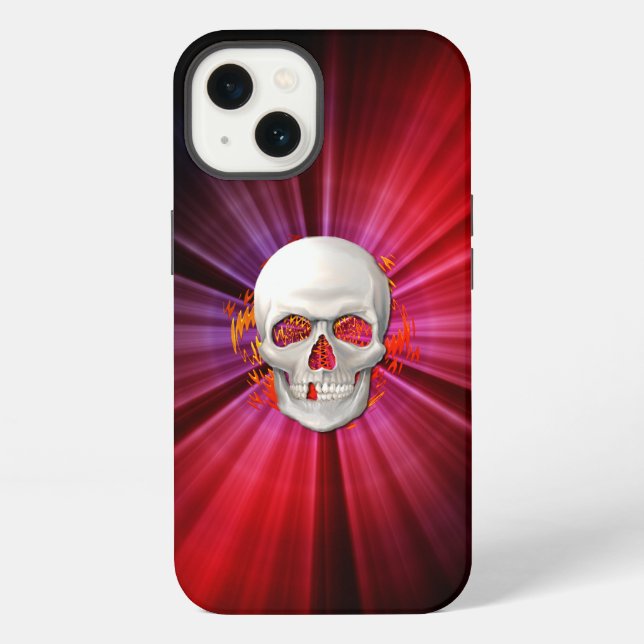 3D Skull in Glowing Fire iPhone Case (Back)