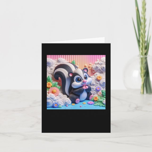 3d Skunk Sticker  Card (Front)