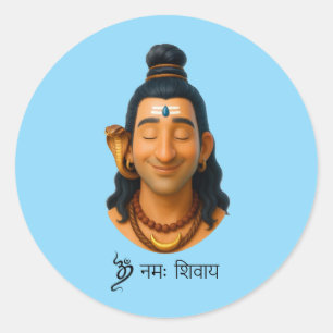 3D Smiling Lord Shiva Classic Round Sticker