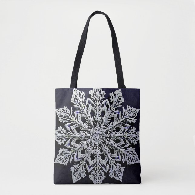 3d snowflake tote bag (Front)