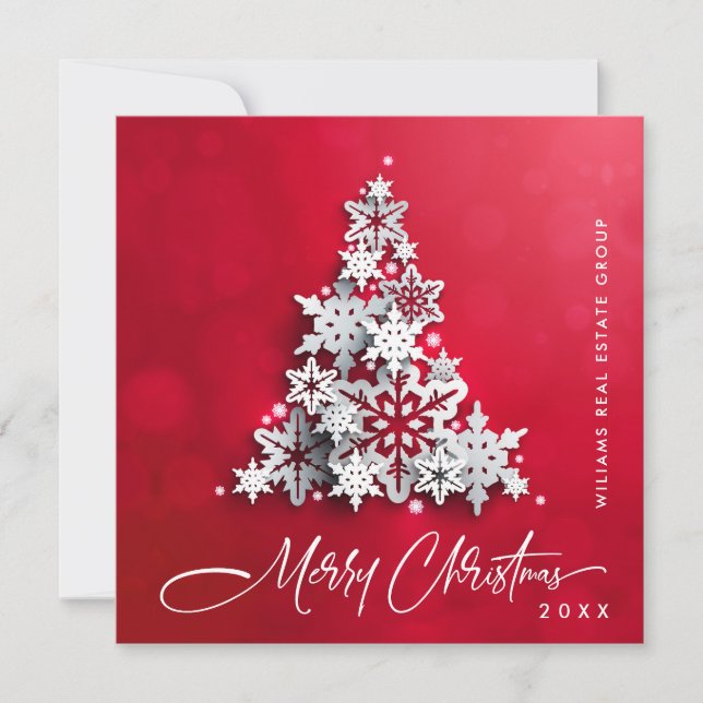 3D Snowflakes Christmas Tree Corporate Greeting Holiday Card (Front)