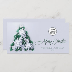 3D Snowflakes Christmas Tree Corporate Greeting Holiday Card