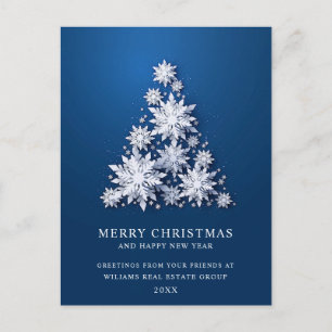 3D Snowflakes Christmas Tree Corporate Greeting Postcard