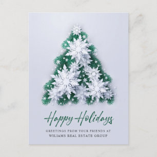 3D Snowflakes Christmas Tree Corporate Greeting Postcard