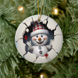 3d snowman ceramic tree decoration