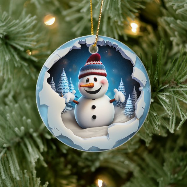 3d Snowman Ceramic Tree Decoration (Tree)