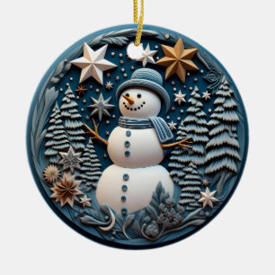 3D Snowman Chirstmas Ceramic Tree Decoration