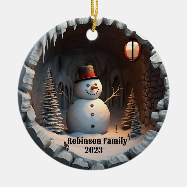 3D Snowman Christmas Ceramic Tree Decoration (Front)