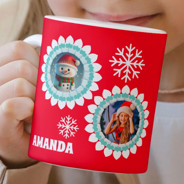 3D Snowman Christmas Personalised Kids Photo Coffee Mug (Creator Uploaded)