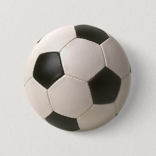 3D Soccerball Black White Football 6 Cm Round Badge