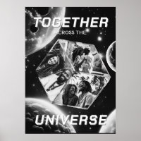 3D Space photo cube with planet poster