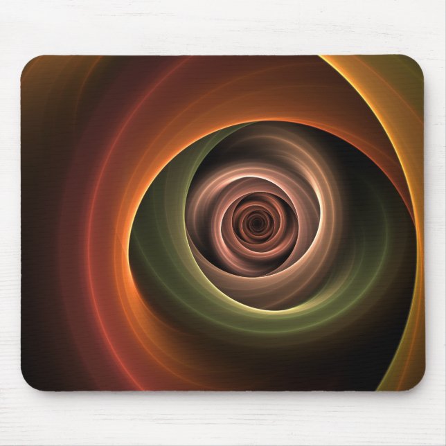 3D Spiral Abstract Warm Colors Modern Fractal Art Mouse Pad (Front)