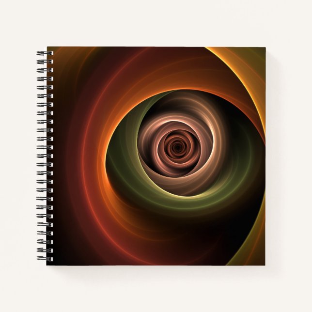 3D Spiral Abstract Warm Colors Modern Fractal Art Notebook (Front)