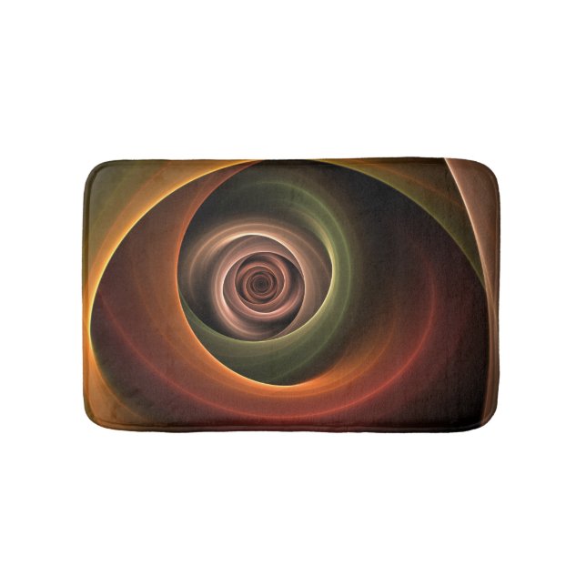 3D Spiral Abstract Warm Colours Modern Fractal Art Bath Mat (Front)