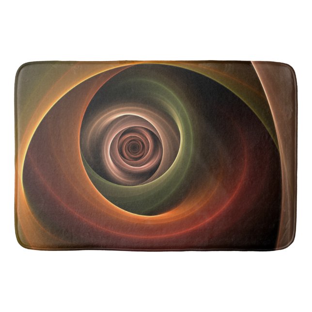 3D Spiral Abstract Warm Colours Modern Fractal Art Bath Mat (Front)