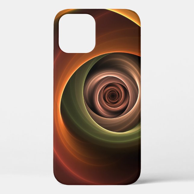 3D Spiral Abstract Warm Colours Modern Fractal Art Case-Mate iPhone Case (Back)