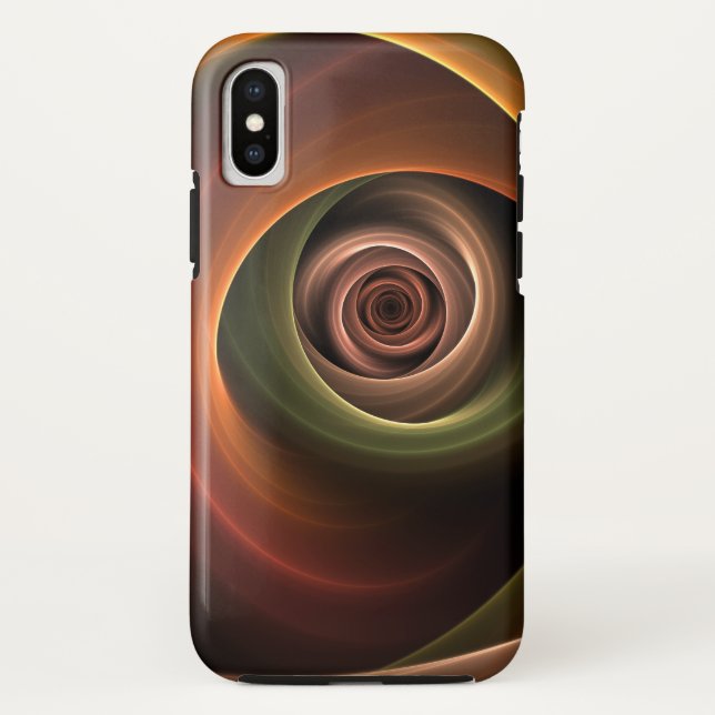3D Spiral Abstract Warm Colours Modern Fractal Art Case-Mate iPhone Case (Back)