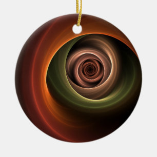 3D Spiral Abstract Warm Colours Modern Fractal Art Ceramic Tree Decoration