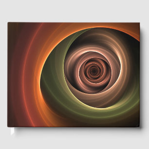 3D Spiral Abstract Warm Colours Modern Fractal Art Guest Book
