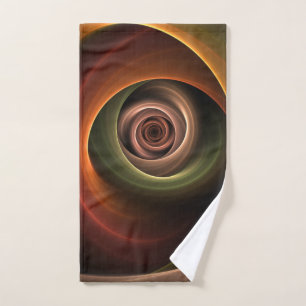 3D Spiral Abstract Warm Colours Modern Fractal Art Hand Towel