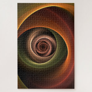 3D Spiral Abstract Warm Colours Modern Fractal Art Jigsaw Puzzle