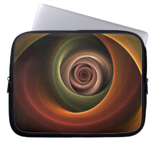 3D Spiral Abstract Warm Colours Modern Fractal Art Laptop Sleeve
