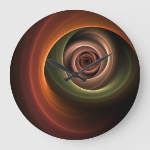 3D Spiral Abstract Warm Colours Modern Fractal Art Large Clock