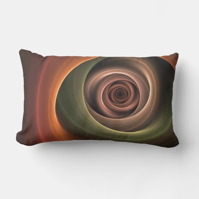 3D Spiral Abstract Warm Colours Modern Fractal Art Lumbar Cushion (Front)