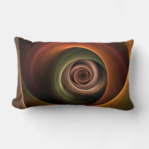 3D Spiral Abstract Warm Colours Modern Fractal Art Lumbar Cushion