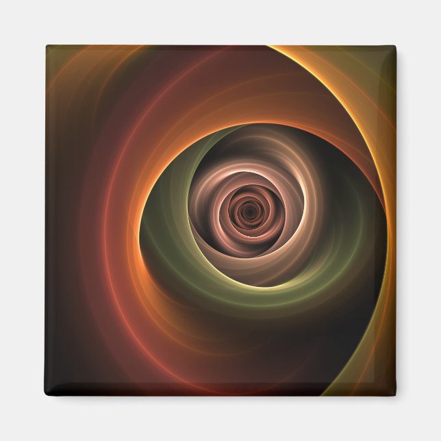 3D Spiral Abstract Warm Colours Modern Fractal Art Magnet (Front)