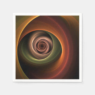 3D Spiral Abstract Warm Colours Modern Fractal Art Napkin