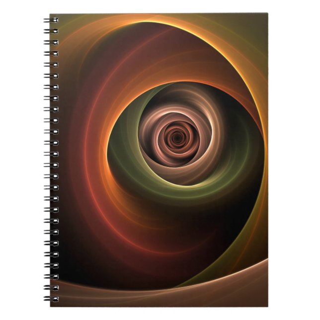 3D Spiral Abstract Warm Colours Modern Fractal Art Notebook (Front)