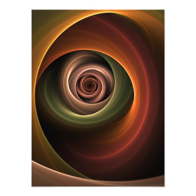 3D Spiral Abstract Warm Colours Modern Fractal Art Photo Print (Front)