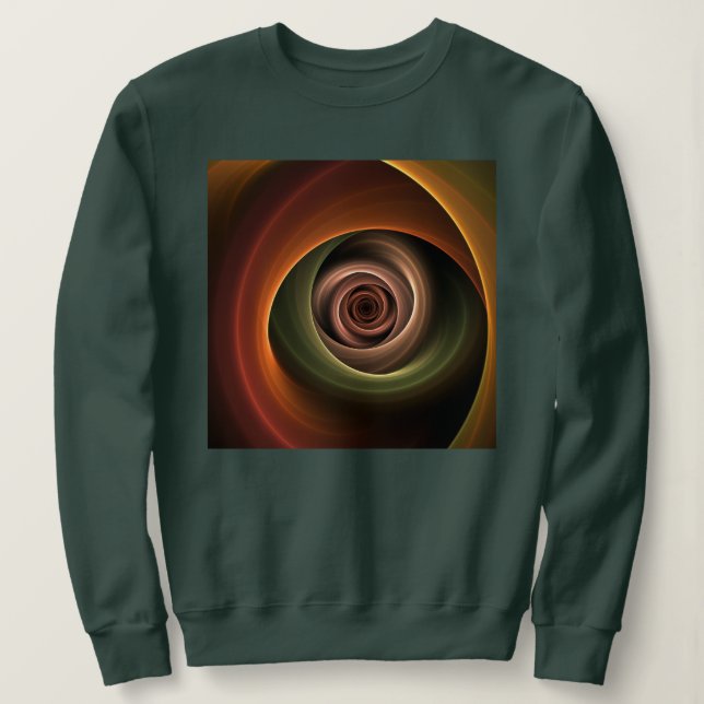 3D Spiral Abstract Warm Colours Modern Fractal Art Sweatshirt (Design Front)