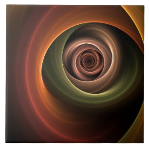 3D Spiral Abstract Warm Colours Modern Fractal Art Tile
