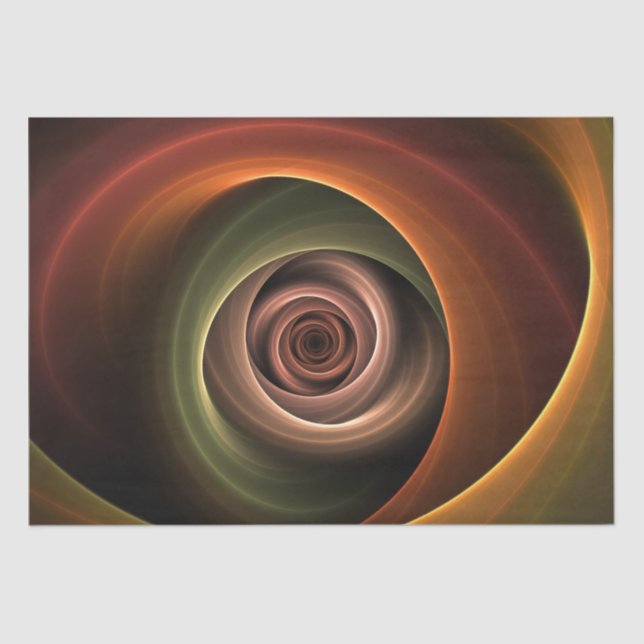 3D Spiral Abstract Warm Colours Modern Fractal Art Tissue Paper (Front)