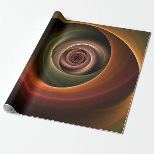 3D Spiral Abstract Warm Colours Modern Fractal Art Wrapping Paper