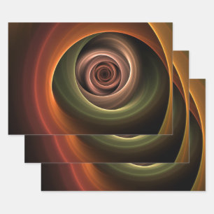 3D Spiral Abstract Warm Colours Modern Fractal Art Wrapping Paper Sheet