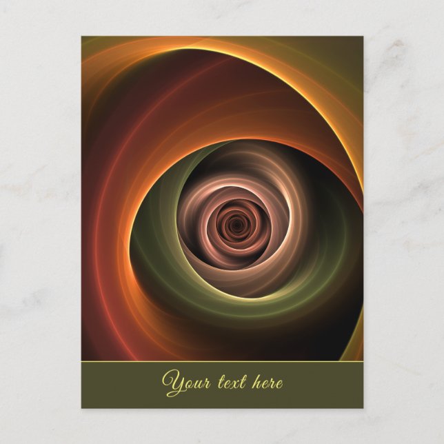 3D Spiral Abstract Warm Colours Modern Fractal Tex Postcard (Front)