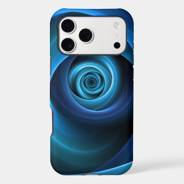 3D Spiral Blue Colors Modern Abstract Fractal Art (Back)