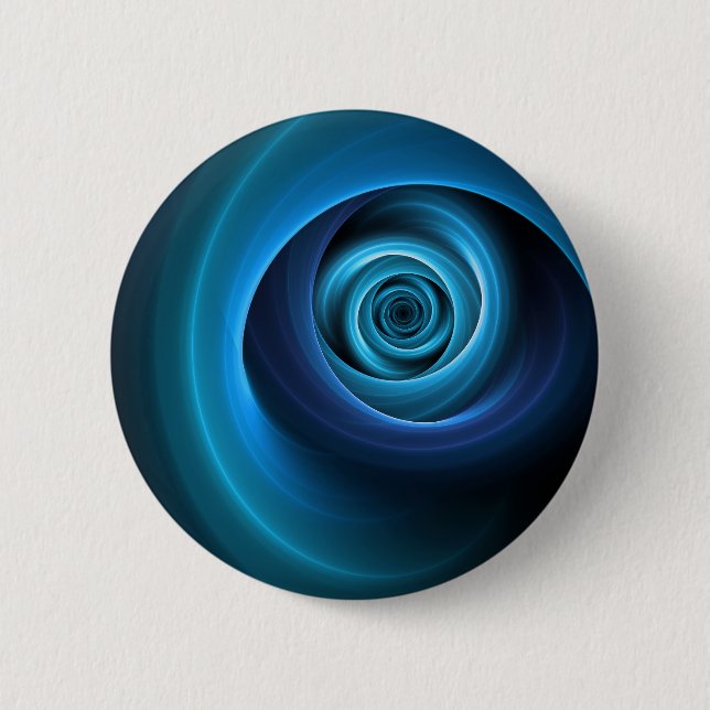 3D Spiral Blue Colours Modern Abstract Fractal Art 6 Cm Round Badge (Front)