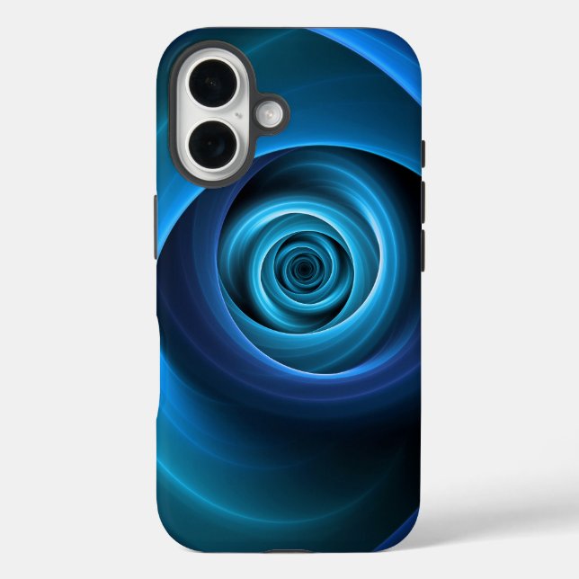 3D Spiral Blue Colours Modern Abstract Fractal Art Case-Mate iPhone Case (Back)
