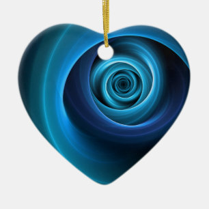 3D Spiral Blue Colours Modern Abstract Fractal Art Ceramic Tree Decoration