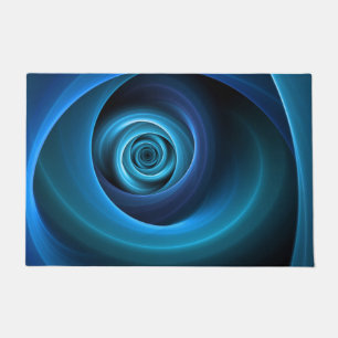 3D Spiral Blue Colours Modern Abstract Fractal Art Doormat