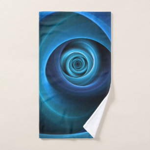 3D Spiral Blue Colours Modern Abstract Fractal Art Hand Towel