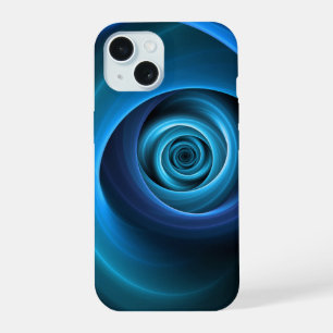 3D Spiral Blue Colours Modern Abstract Fractal Art iPhone 15 Case