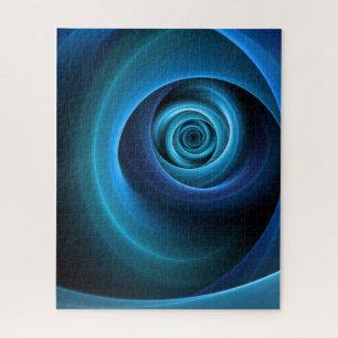 3D Spiral Blue Colours Modern Abstract Fractal Art Jigsaw Puzzle